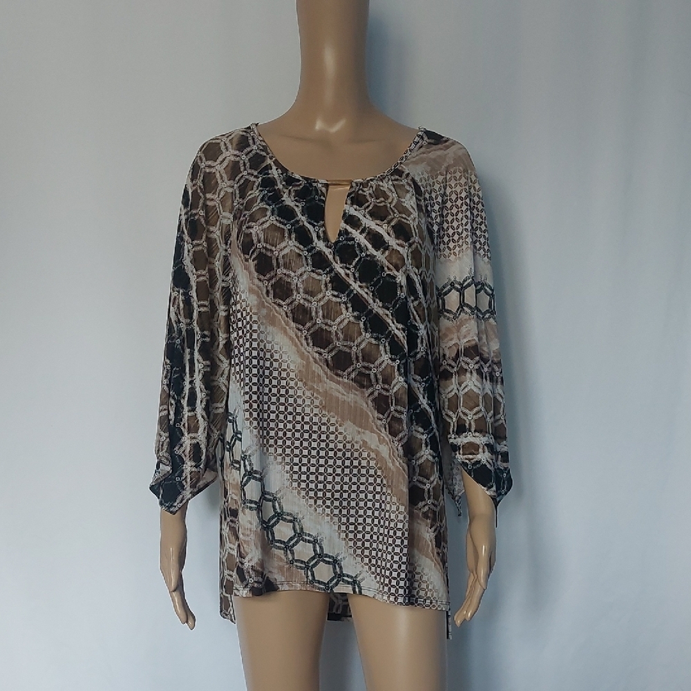 Dana Buchman Women's Geometric Print Top Size L